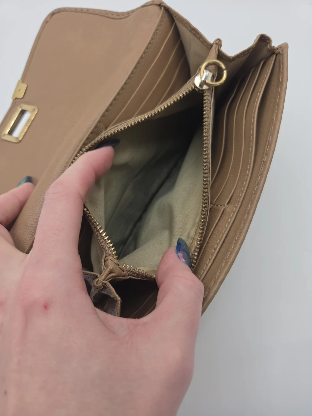 Authentic Chloe Preloved Marcie Calfskin Long Wallet In Camel/Nude Brown